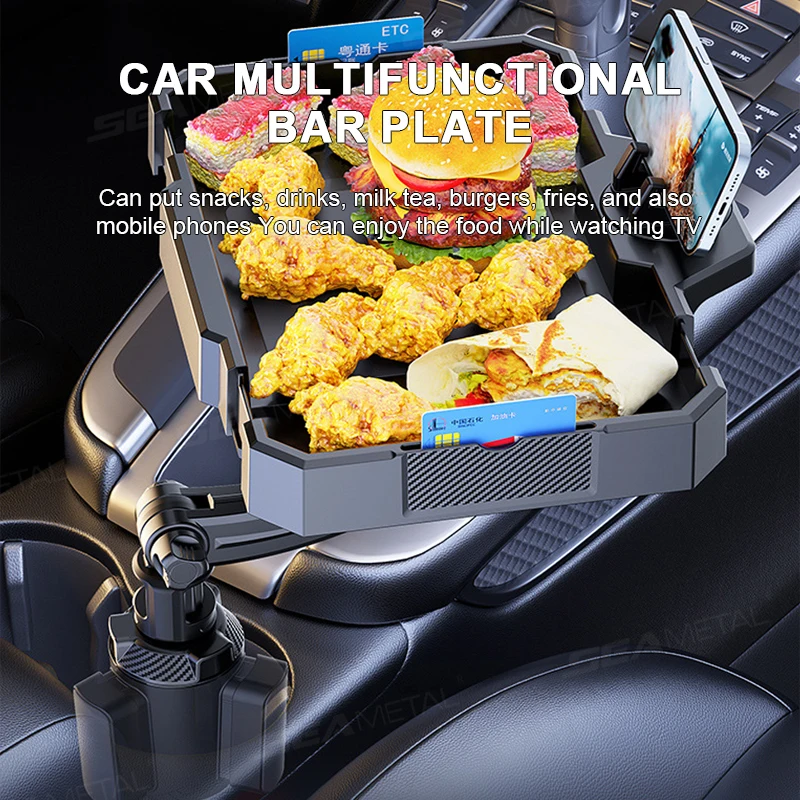 BLALION Multipurpose Car Food Tray Portable Car Dining Table with Mobile Phone Holder Laptop Drink Holder Car Extendable Plate