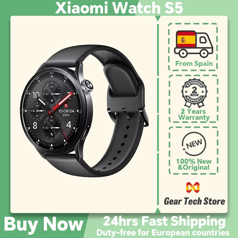 XIAOMI Watch S5 46 mm, montre connectée pour hommes et femmes, GPS, autonomie de 21 jours, noir, luminosité de 2500 nits, 4 capteurs de santé à LED, suivi du sommeil 2.0, cartes hors ligne, HyperOS, contrôle par gestes.