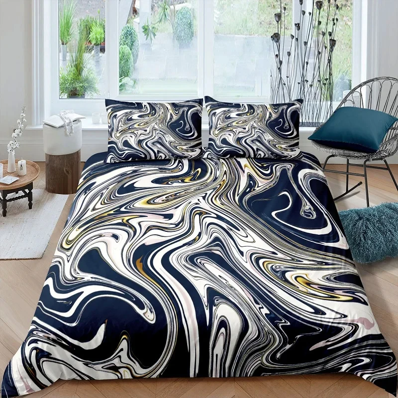 Imagem -02 - Nordic Marble Pattern 3d Bedding Grupo Capa de Edredão Fronha Roupa de Cama Solteiro Gêmeo Completo Rainha King Size Pod Dropshipping