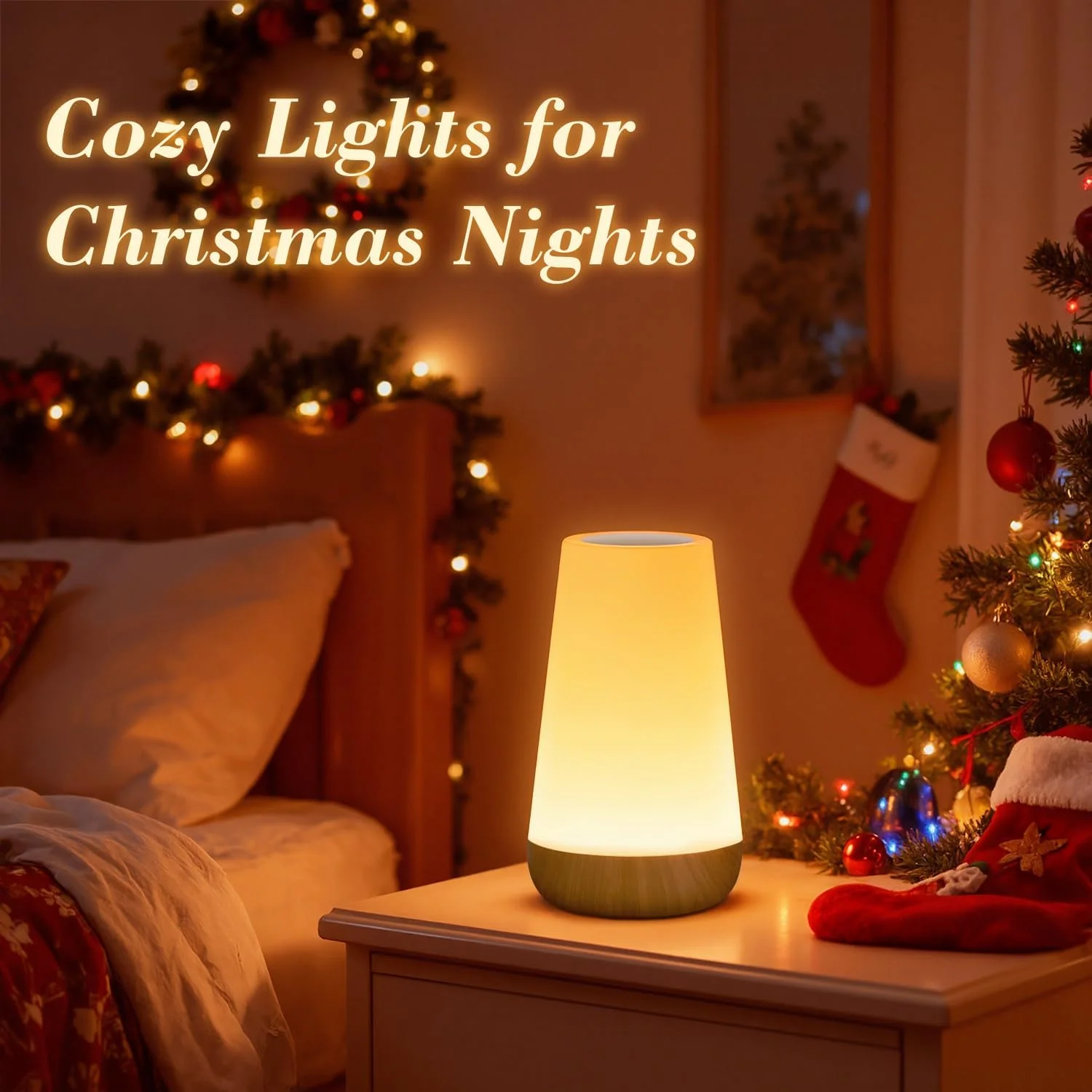 

Night Light Bedroom Dimmable Touch Lamp 13 Colors and 5 Brightness Levels Portable Rechargeable Bedside Table Lamp