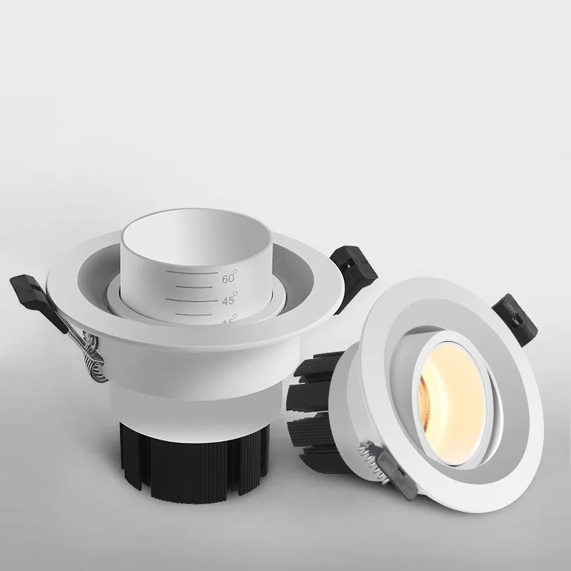 12W LED Embedded Downlight Focusing Spotlight Anti-Glare COB Light  Aisle Corridor Gallery Zoom Ceiling Adjustable Spotlight