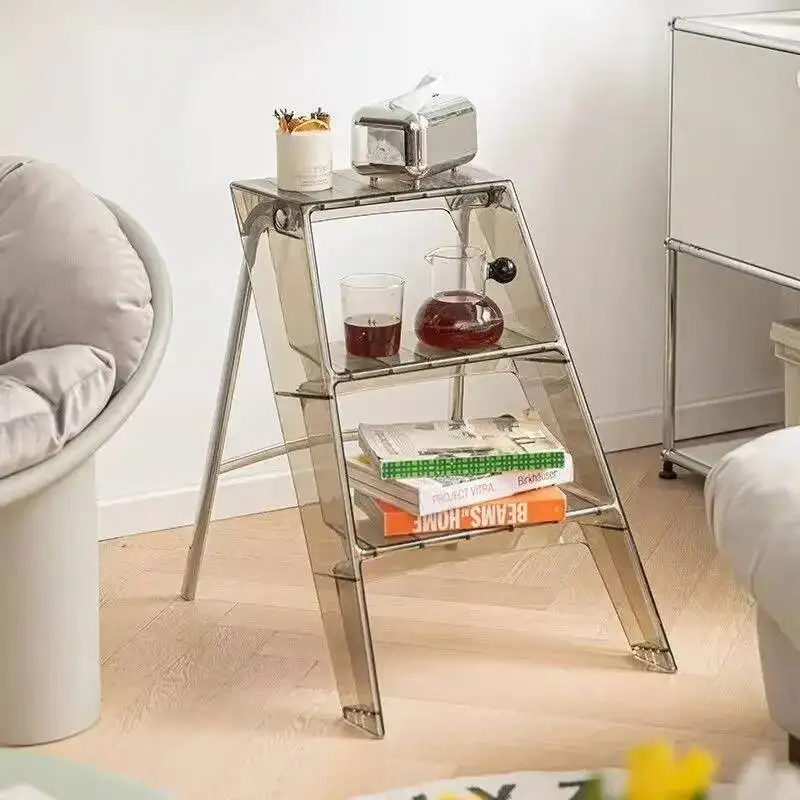 

Современная японская складная лестница-стеллаж для стильного домашнего декора: портативная акриловая лестница с прозрачными ступенями для хранения, для домашнего использования