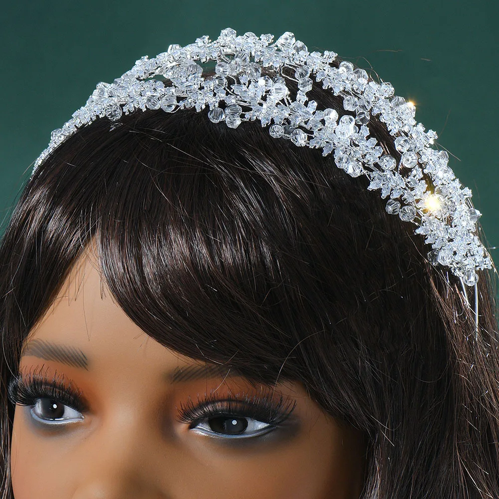 Luxury Bridal Tiara Headband For Wedding Hair Jewelry Headdress Crystal Pearl Princess Bride Hairband Women Wedding Headpiece