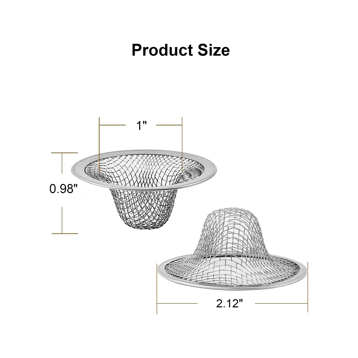 6 عبوات - سطح 2.125 بوصة / سلة 1 بوصة - مصفاة تصريف شبكية لالتقاط الشعر لحوض الحمام والمرافق والمنحدر والغسيل