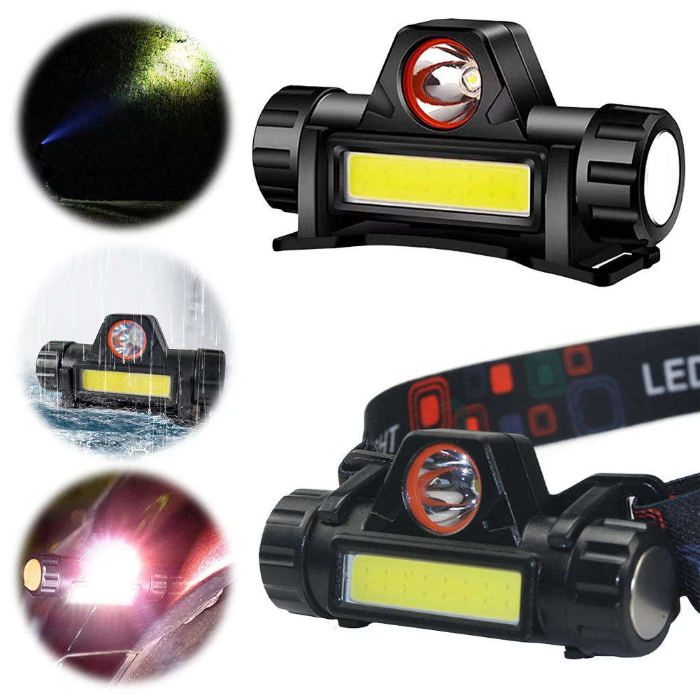 Mini LED Headlamp 2 Modes Outdoor Long Range Strong Light USB Rechargable Strong Magnetic Powerful Headlight Camping Accessories