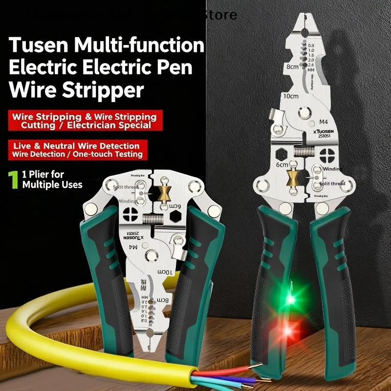 Foldable Wire Stripping Pliers Voltage Testing Cable Cutting Crimping Pliers Multifunctional Wire Stripper Electrician Pliers