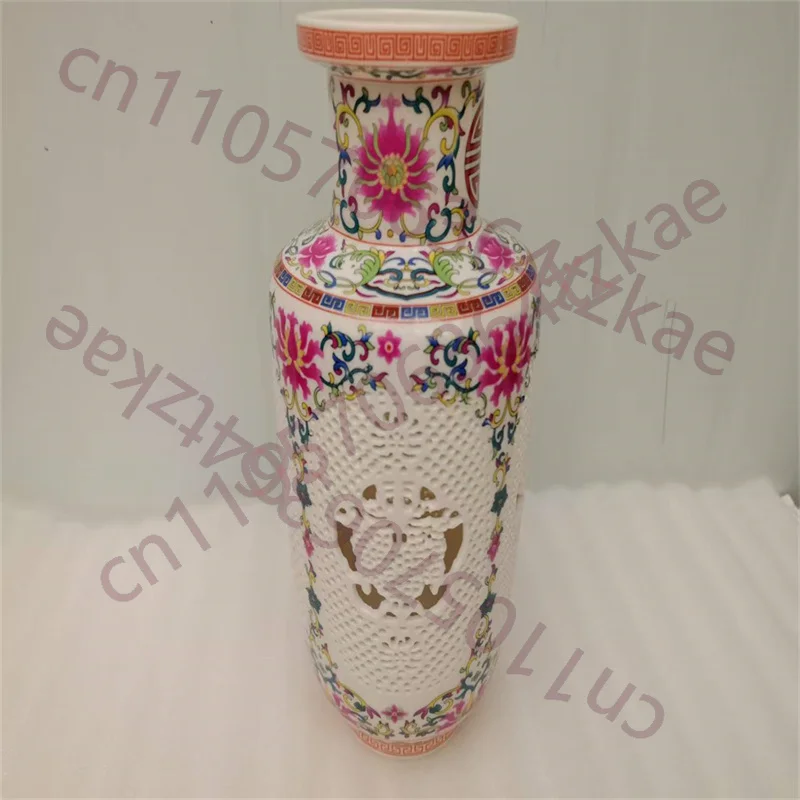 

Розовая ваза с узором «Долголетие», старинная китайская фарфоровая традиционная декоративная коллекционная вещица