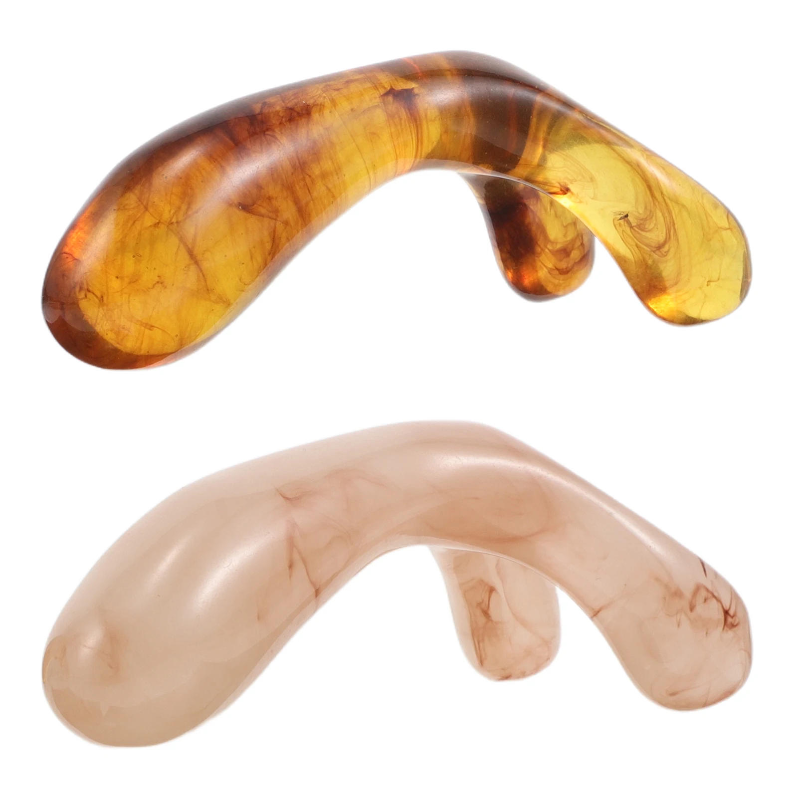 

2Pcs Ergonomic Resin Nose Scraper Head Massager Portable Gua Sha Tool Beige Amber Relieve Fatigue Multifunctional Comb