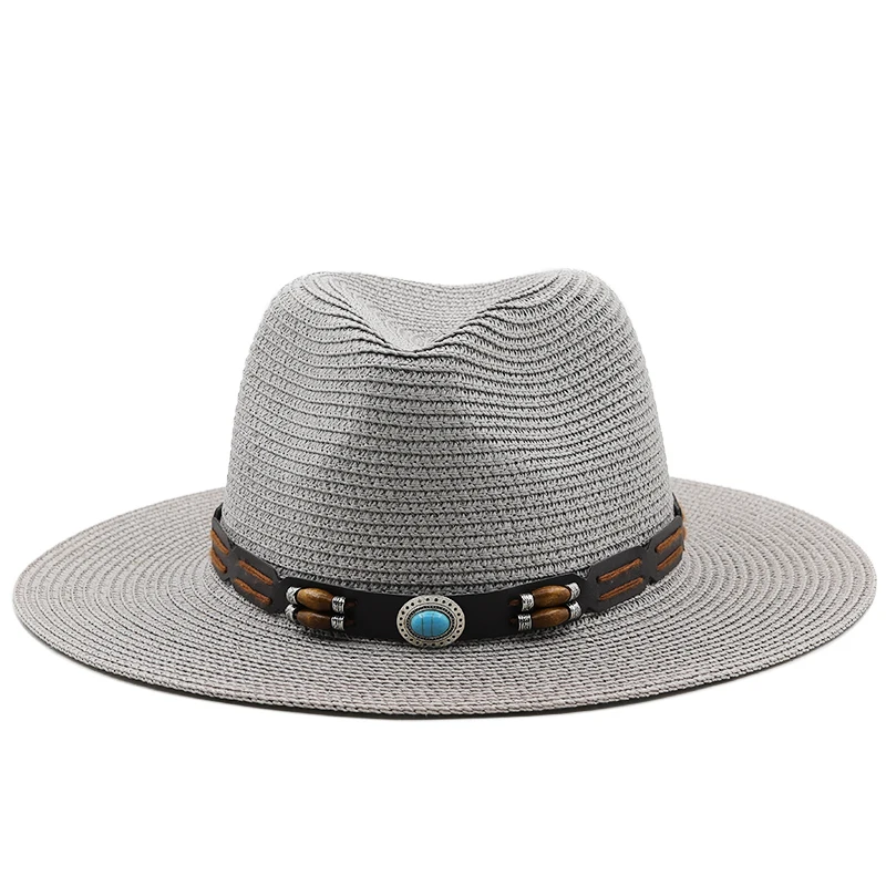 Large Size Panama Hats Lady Beach Parent-child Wide Brim Straw Hat Man Summer Sun Cap Plus Size Fedora Hat 54cm 56-58cm 59-61cm