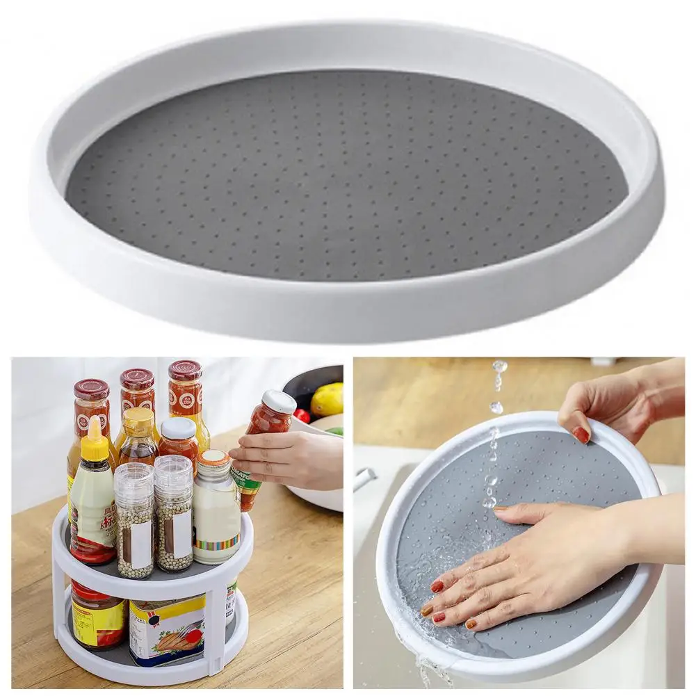 

Storage Tray Non-slip Spice Rack Large Capacity Round Kitchen Seasoning Organizer Turntable Household Rotating Organizer