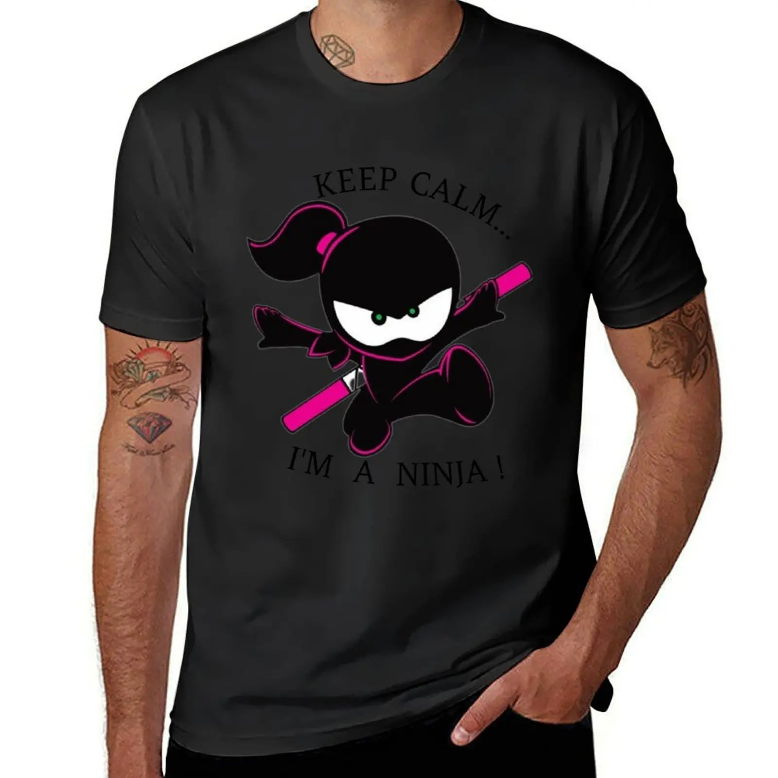 Keep calm, I'm a ninja! T-Shirt korean fashion animal prinfor boys oversized men t shirts