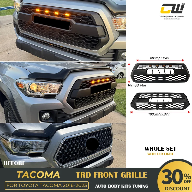 

For Toyota Tacoma SR/SR5/TRD 2016-2023 TRD Sport Front Grills TRD Grille Mesh Upgrade with LED Light Body Kits Auto Tuning