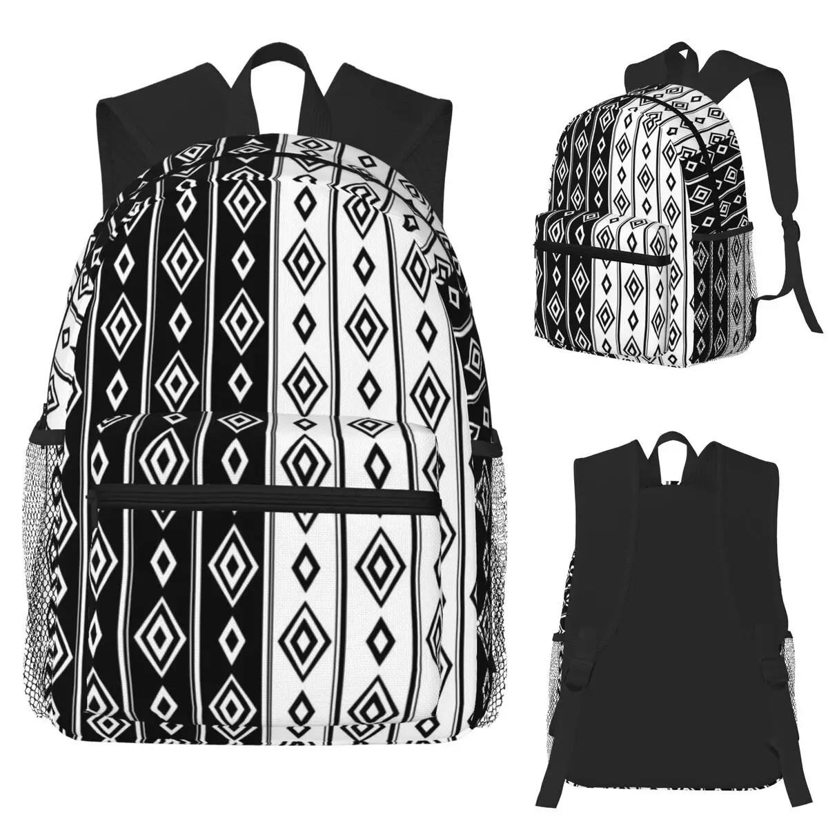 Diamond Shaped Geometric Pattern (14) Student Backpack School Bag Hiking Travel Daypack for Boys Girls Bookbag Shoulder Bags