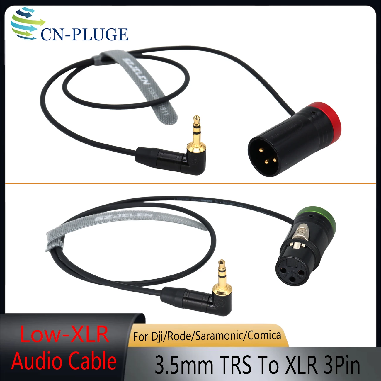 Cable de Audio con Conector TRS Estéreo de 3.5mm a Adaptador XLR de 3 Pines de Bajo Perfil, Macho y Hembra, para Micrófonos DJI/Rode/Saramonic/Comic