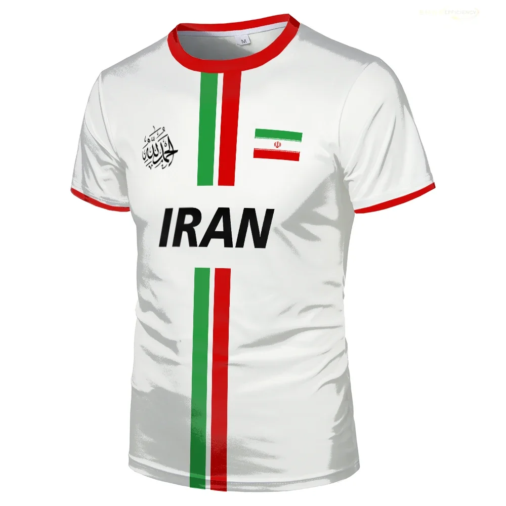 Iran Football Jersey Summer Sports Breathable Quick-drying O-Neck Short Sleeve T-shirt Iranian Flag Map Pattern Unisex Tops Gift image 3