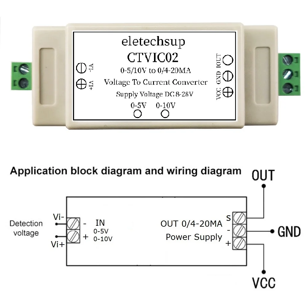 0-5V 0-10V to 4-20mA Voltage to Current Converter V/I Transmitter for Inching Control Valve Frequency Converter Level Meter