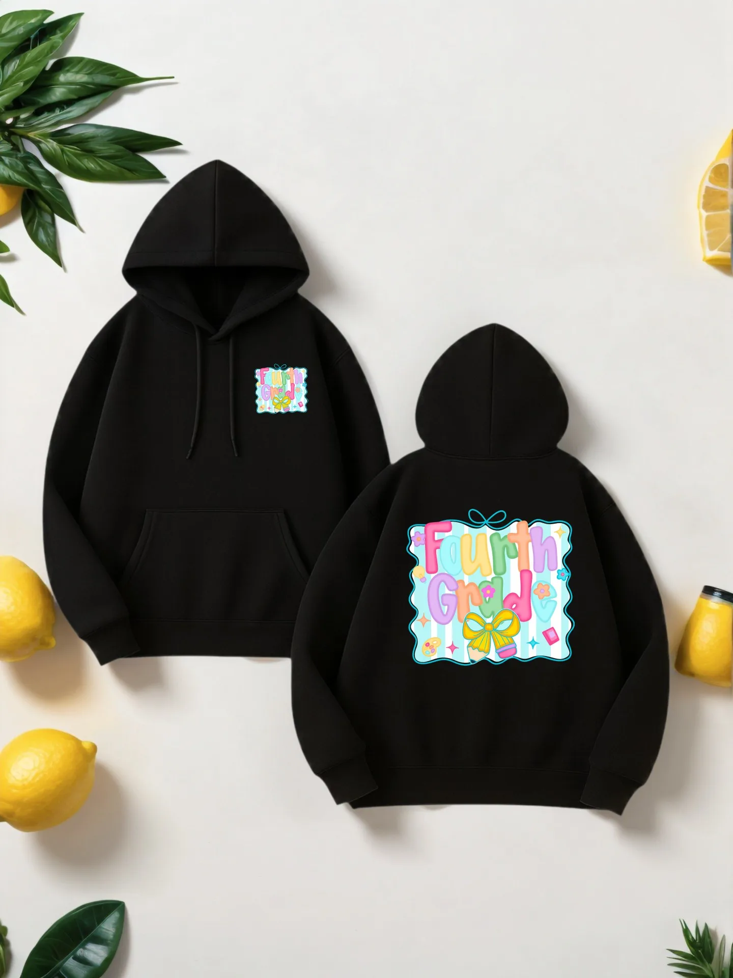 Graphic Hoodie Men, Oversized Streetwear Hooded Sweatshirt with Cartoon Print, Fleece Lined, for Young Men, Fall Outfits