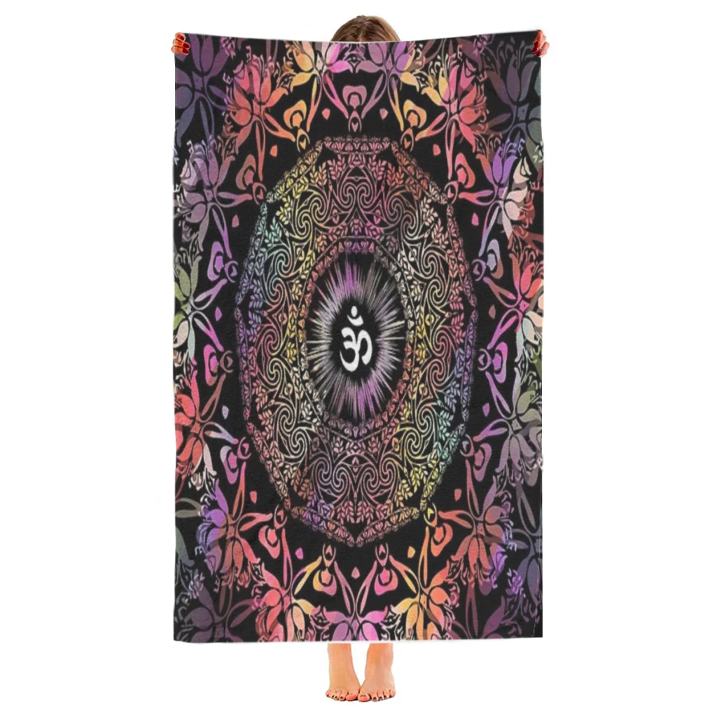 Mandala Om  Zen Yoga Hippie Meditation Beach Towel  Poncho Bathing Towels Cover-ups Quick Dry Sand Free Yoga Spa Gym Pool