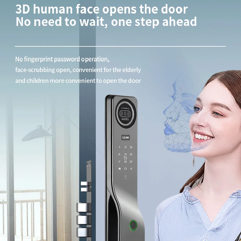 Imagem -04 - Tuya App Reconhecimento Facial Anti-theft Door Lock Fechadura Eletrônica Inteligente Senha de Impressão Digital Porta da Frente Casa
