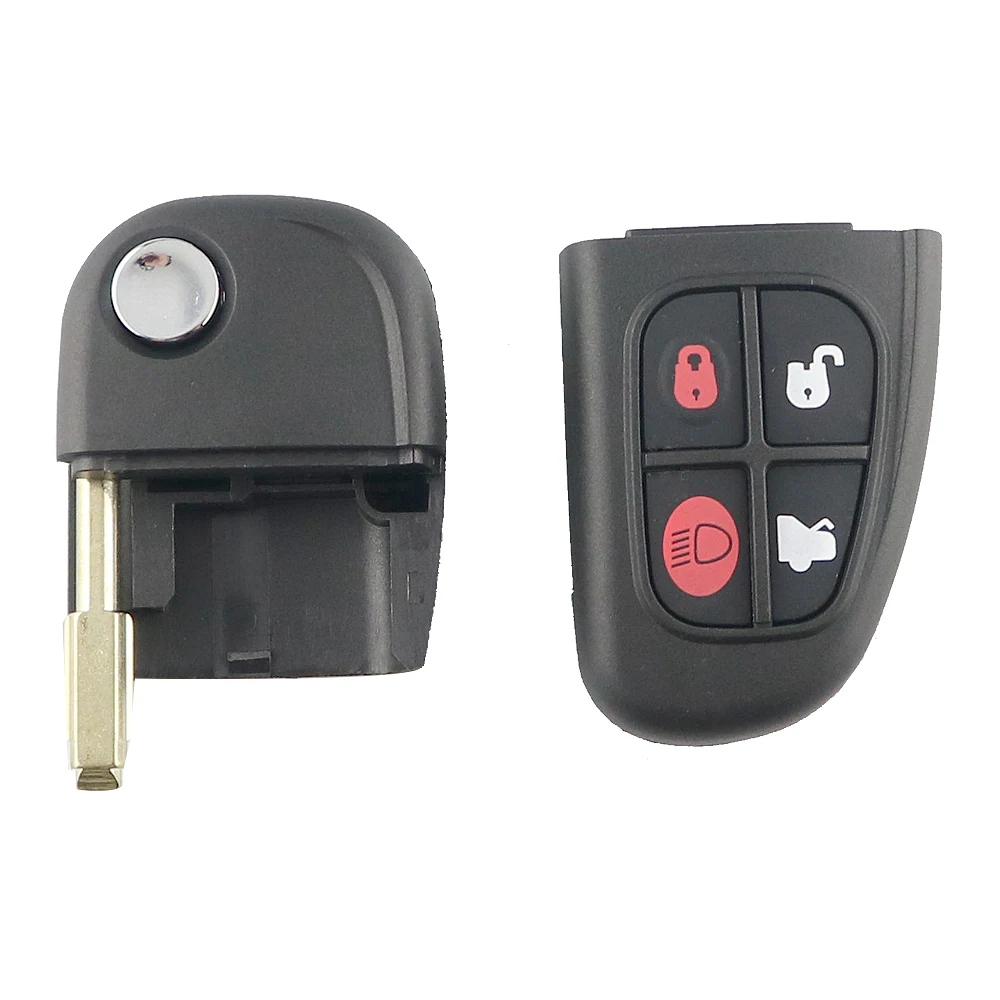 Remote Car Key Shell For Jaguar X-Type S-Type XJ XJR XKR XF XK XJ8 E 1999-2009 Smart Key Case No Logo 4 Botton Rubber Pad Uncut