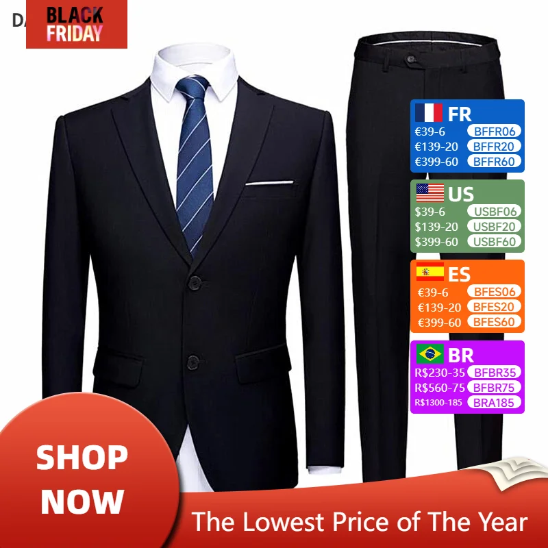 Men Blazers Wedding 2 Suit Business 3 Pieces Set Elegant Luxury Full Jacket Vest Pants Design Latest 2023 Slim Fit Coat Trousers