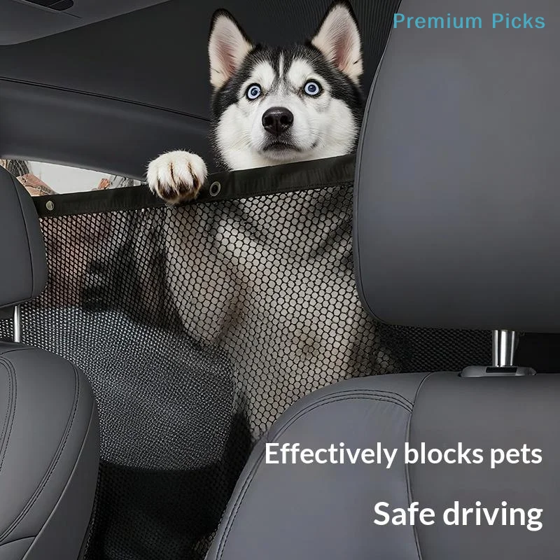 portableUniversal Car Dog Barrier Net Breathable Pet Separation Mesh for Vehicle Rear Seat Safety Isolation Rope Organizer