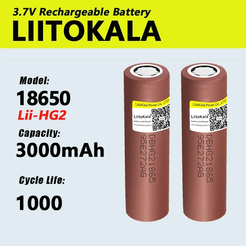 1-30pcs Liitokala HG2 + caixa 18650 3000mAh bateria recarregável de descarga de alta potência de alta descarga, 30A de alta corrente