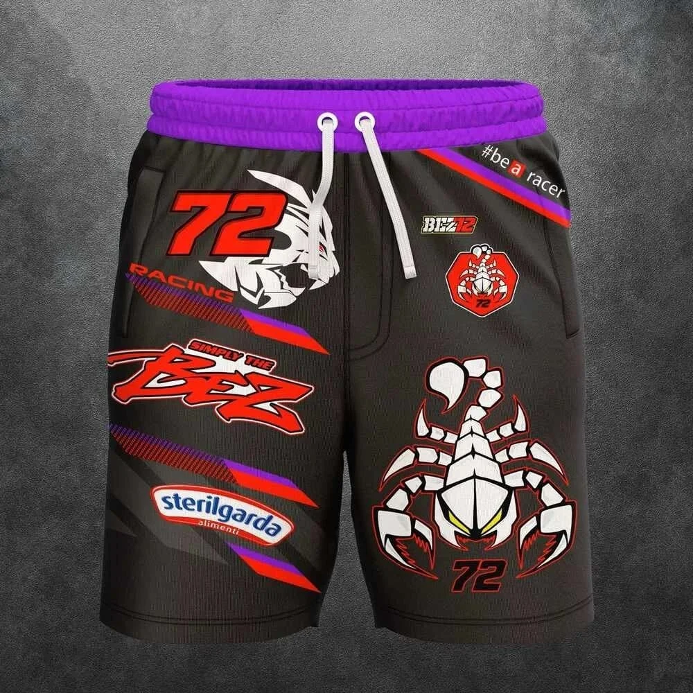 2026 New Marco Bezzecchi # 72 Men's and Women's Oversized Loose Shorts Suitable for Extreme Racing Enthusiasts  Shorts
