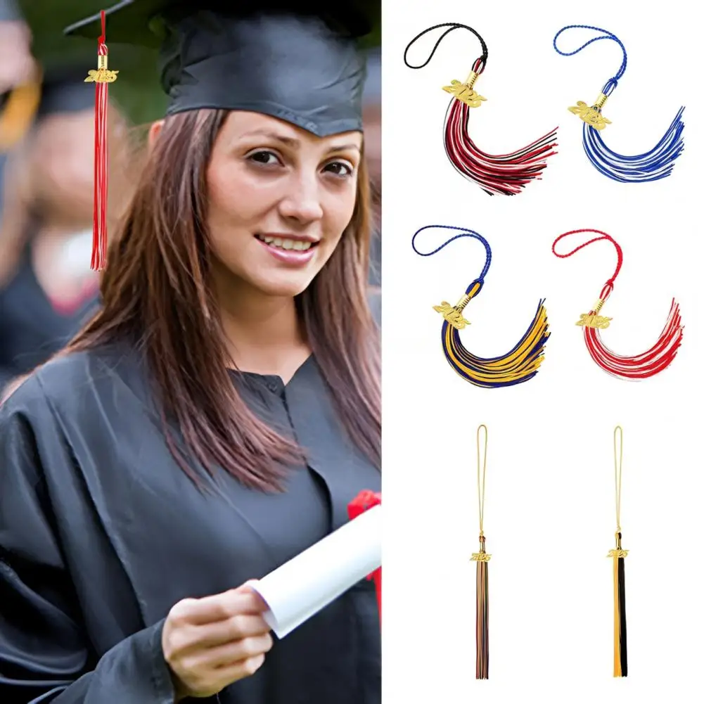 

Graduation Hat Tassel with 2025 Year Charm Multi Colors 40cm Length Cap Hornor Tassel Gold-plated Tassel for School Graduation