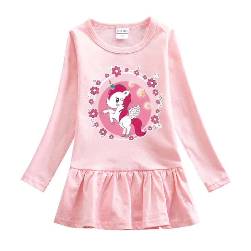 Unicorn Princess  Girl Dress Cotton Autumn Toddler Kids Dresses for Children Birthday Party Halloween Christmas Costume Fashion