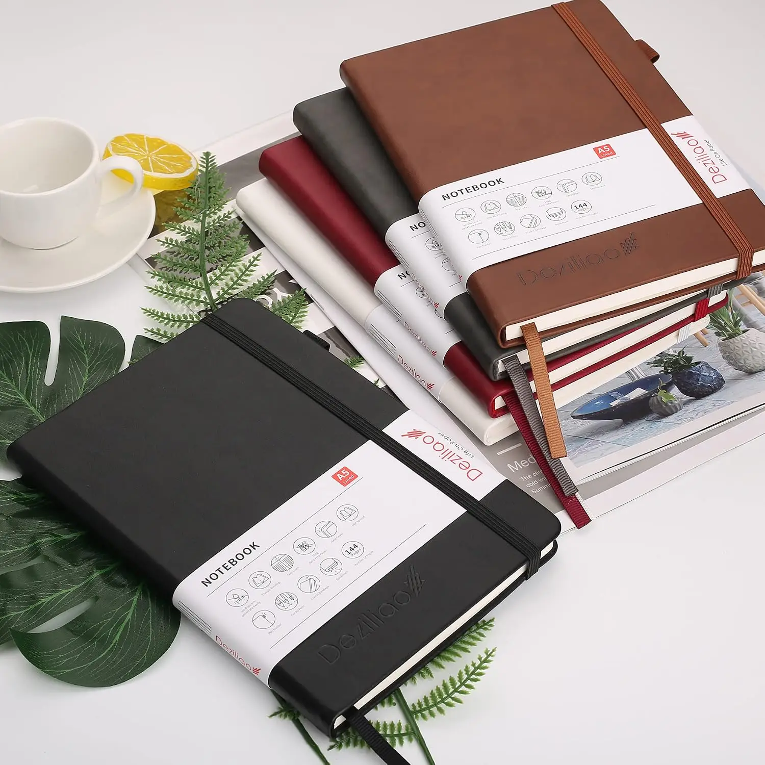 Lined Journal Notebook A5 Hardcover 100GSM Pen Loop Inner Pocket