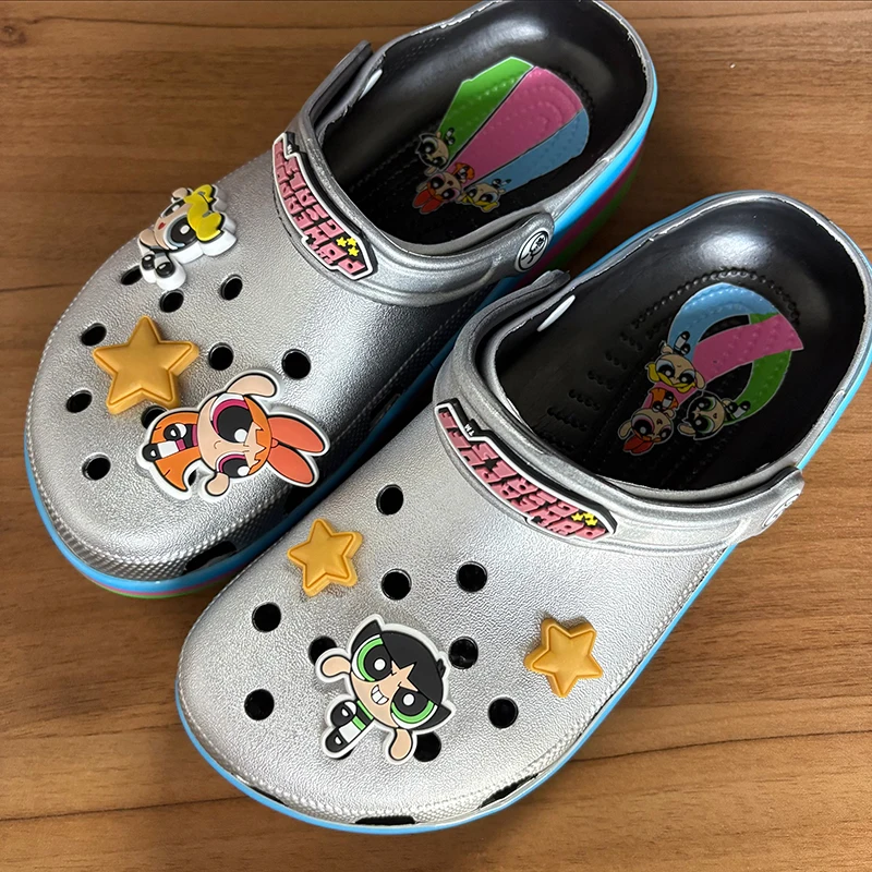

New The Powerpuff Girls Summer Hole Shoes Non-Slip Soft-Soled Beach Shoes Lightweight Casual Sandals Parent-Child Hole Xmas Gift