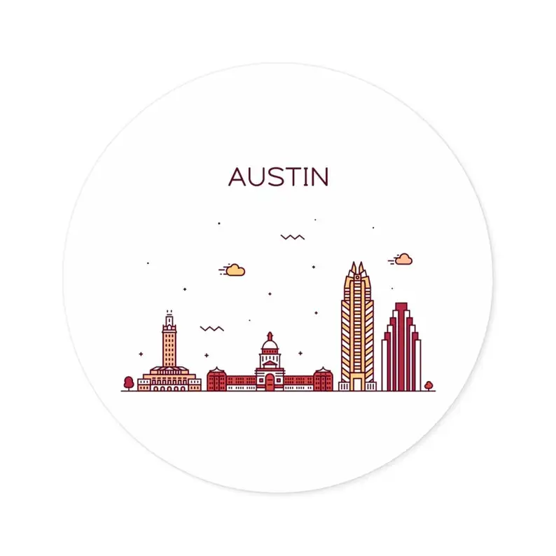 Austin Texas City Skyline Water Resistant PVC Sticker For Car Bumper And Rear Window Travel Souvenir Decoration Decal