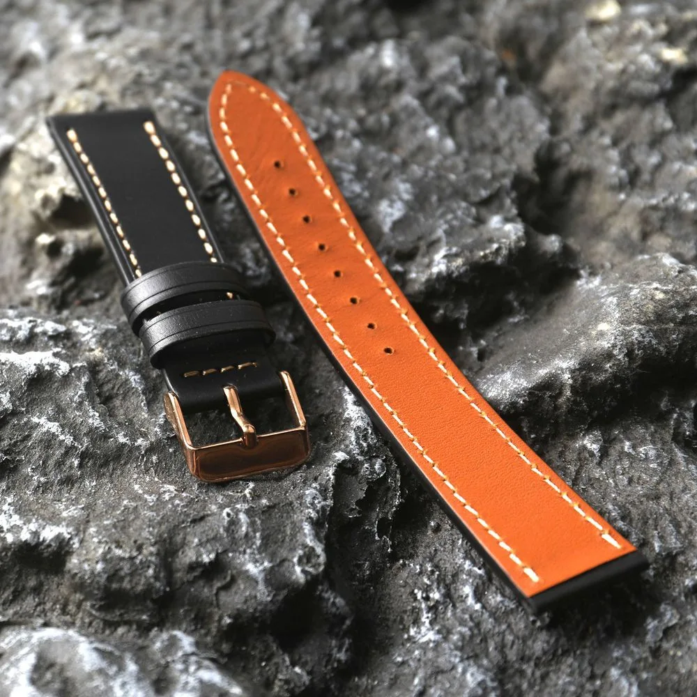 Bracelet en cuir de vache première couche fait à la main, ajustement, Casio petit carré vieux Shanghai double division 18 20 22MM chaîne de montre souple en cuir