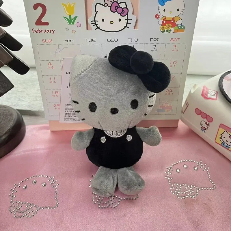 kawaii Natale Hello kitty 50° anniversario grigio antracite Ciondoli per sacchetti di peluche Sanrio Kitty Peluche Portachiavi Ciondolo Regalo