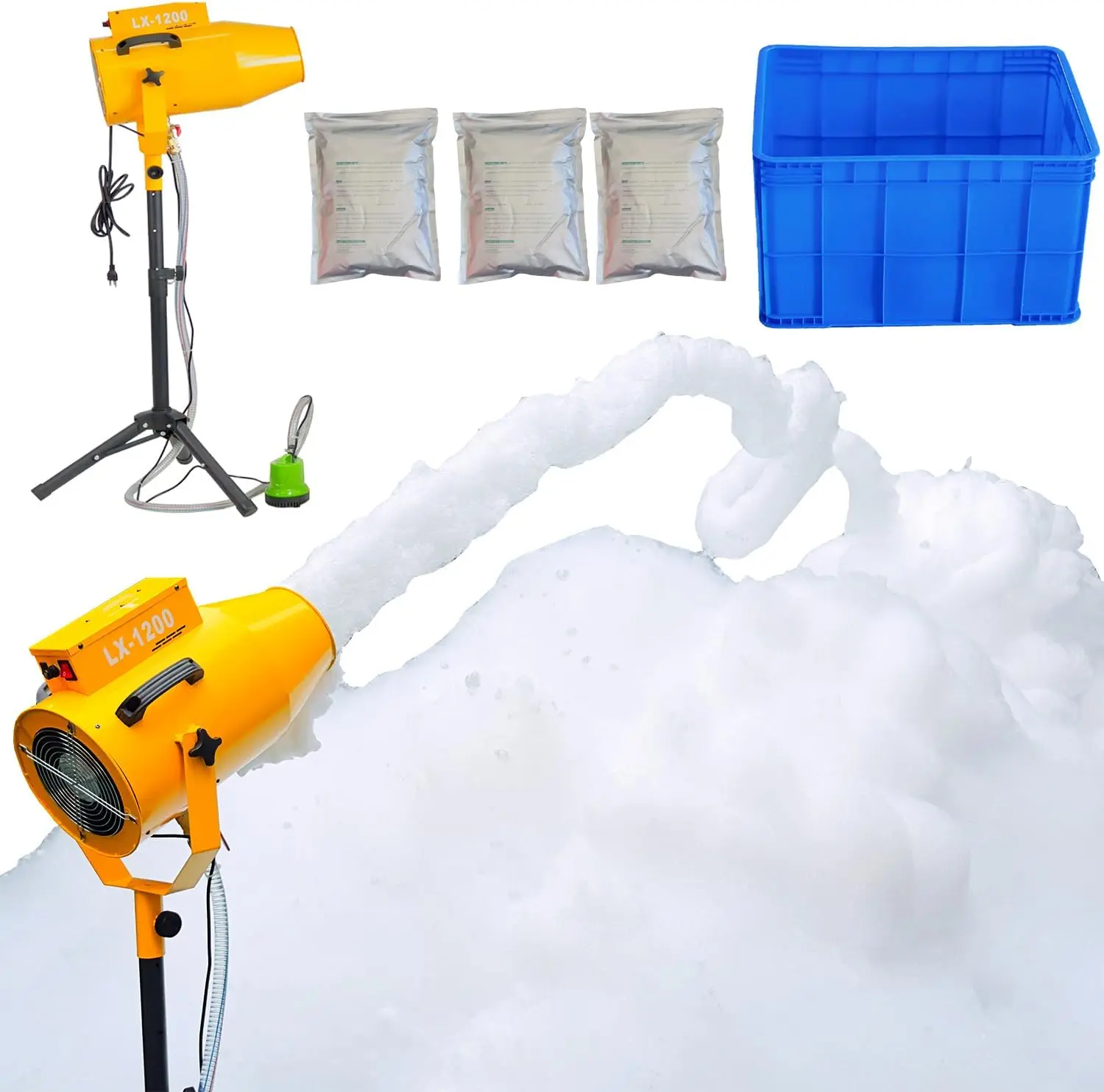 1200W Party Foam Machine, Pool Water Toys for Kids & Adults, Bubble Machine with 3pcs Foam Granules and Water Tank, Holiday & Bi