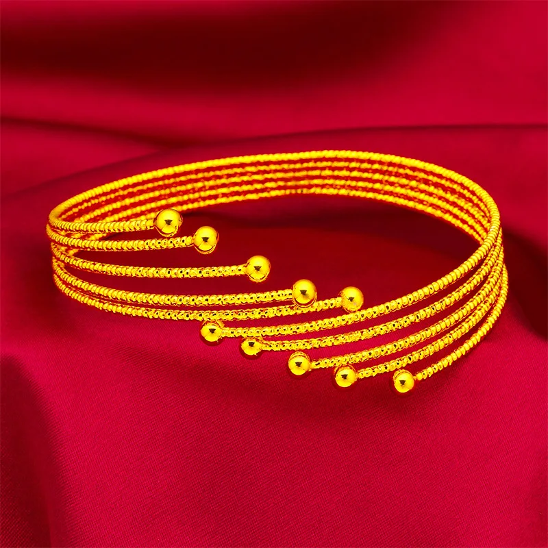 

Open 10-Bead Bracelet Women's 24K Gold AU999 - Vibrant 10-bead bracelet, warm luster, for parties & office sweet looks