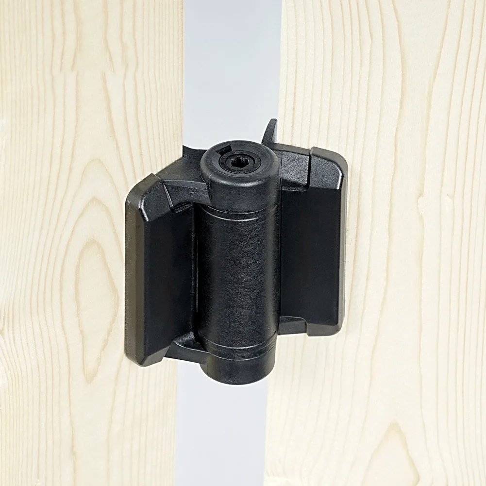 2Pcs Adjustable Self-Closing Gate Hinges for Pool Fences with Alignment Legs Made of PA66 Black Outdoor Hinges