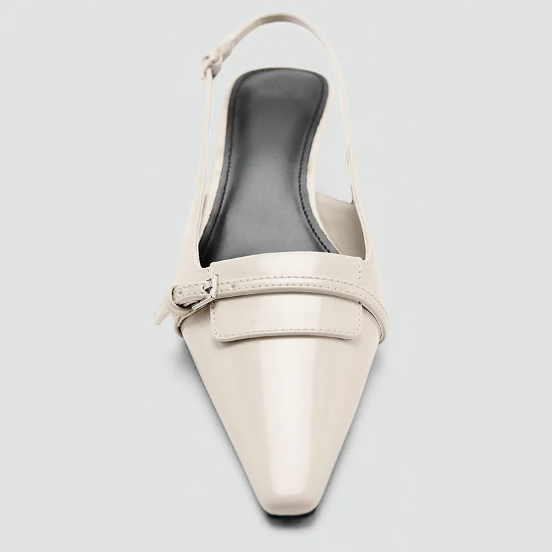 Women's High Heeled Sandals French Style Temperament Pointed High Heels High Quality Patent Leather Stiletto Mueller Sandalias