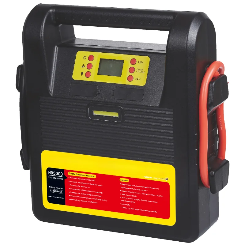 5000 Amp Lithium Jump Starter 12.8 Ah Car Emergency Booster  for  6 8  12 16 Cylinder Diesel Gasoline engines