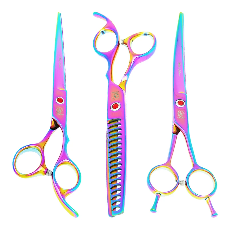 

Meisha 7 inch Pet Grooming Scissors Japan Steel Professional Straight Curved Cutting Dog Cat Shears Puppy Fur Clippers B0019A