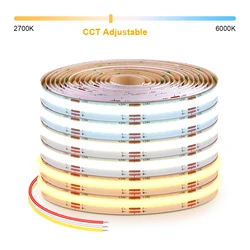 DC12V 24V CCT COB LED Strip Light 608LEDs/M Linear Dimmable LED Tape Bar 2700K To 6500K Changeable Lamp For Cabinet Room Decor