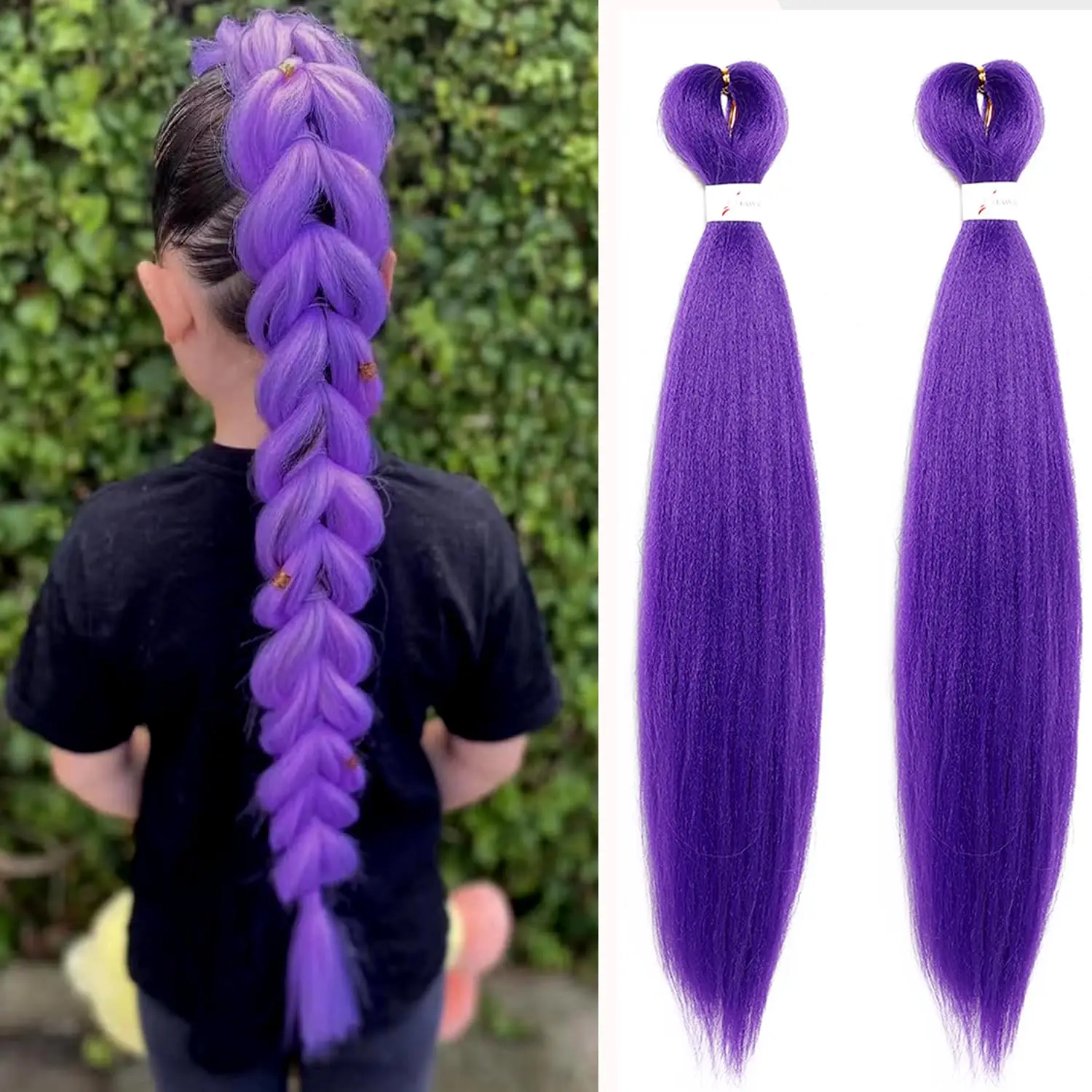

Long Purple Braiding Hair -24 Inch Synthetic Braiding Hair for Kids Stage Party Halloween Costume Cosplay Synthetic
