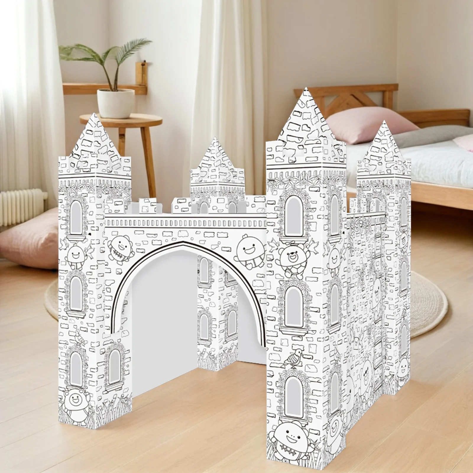 1Set Papier 3D Kasteel Kleuren DIY Puzzel Creatieve Graffiti Educatief Handvaardigheid Ontwikkeling Colorizing 3D Kinderpuzzel