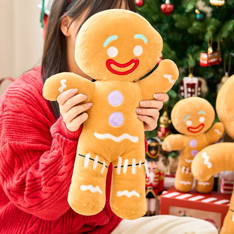 Gingerbread Man Anime Plush Toys Cookies Man Stuffed Doll Soft Sofa Cushion Room Decor Christmas Decor Xmas Gifts For Kids