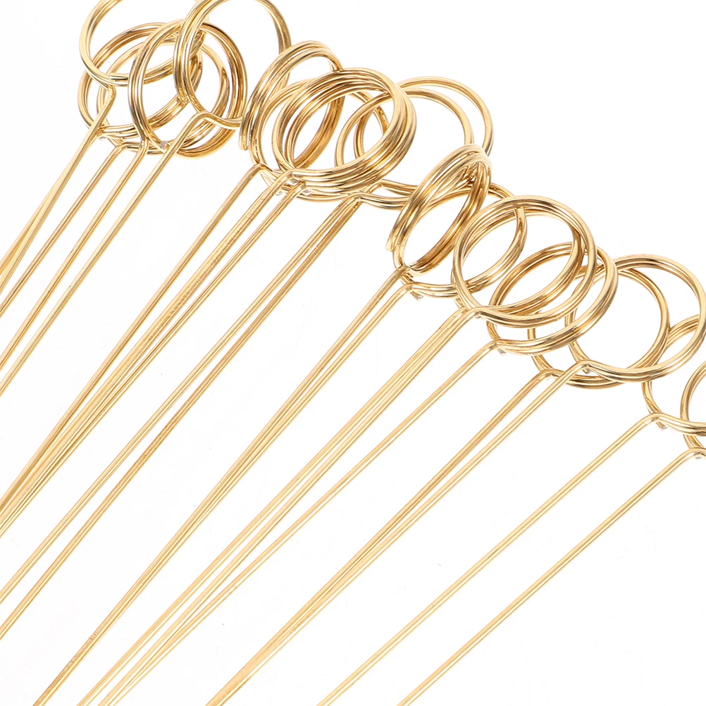 

40pcs Metal Wire Flower Card Clips Picks Golden Note Holders Photo Memo Clamps Floral Place Cards Simulated Flowers Accessories