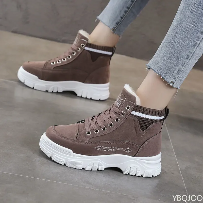 Ladies Casual Shoes Lace-up Fashion Sneakers Platform Snow Boots Winter Women Boots Warm Plush Women\'s Shoes  Zapatos De Mujer