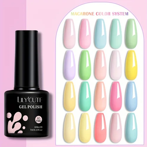 Imagen 1 del producto LILYCUTE 7ml Macaron Gel Esmalte de uñas Rosa Púrpura Verde Serie Soak Off Manicura Esmalte de uñas en gel Semi permanente UV Gel Nail Art