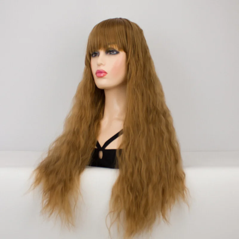 

Женский парик Длинные волосы Полный парик Вьющиеся волнистые волосы Парик Коричневый костюм для вечеринки Парик