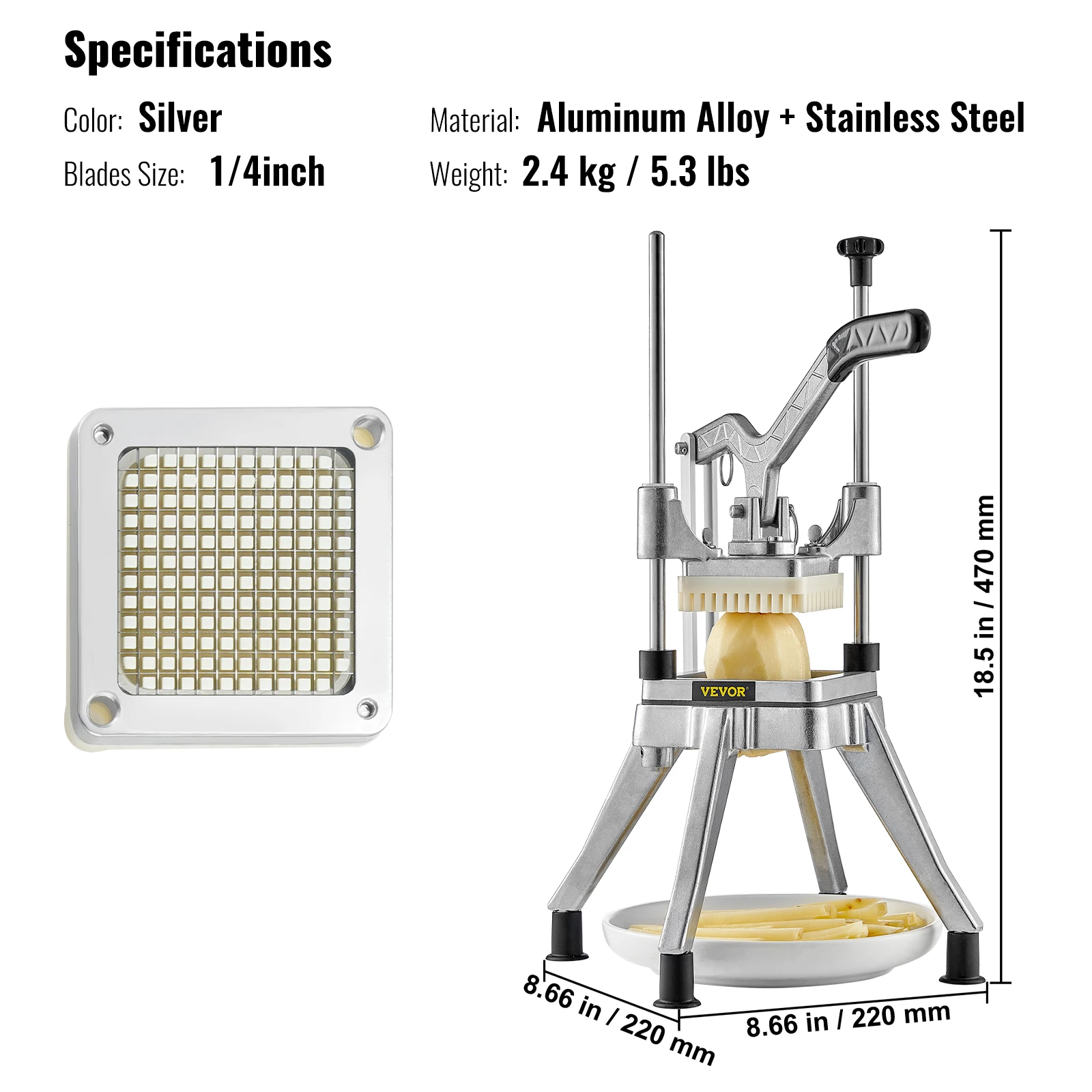 SucceBuy Commerciële Groente Fruit Zware Professionele Voedsel Dicer Kattex Franse Fry Cutter Uiensnijder Roestvrij Staal